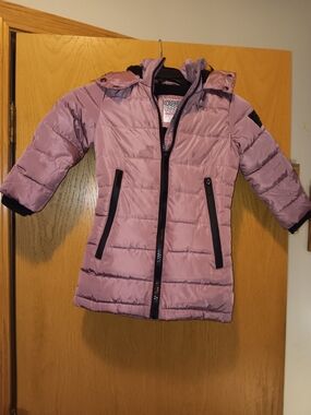 Kensie Girl Size 4 Mauve Pink Long Puffer Jacket with Hood